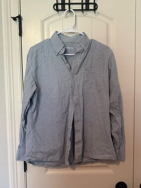 Southern Tide Men's Blue and White Check Button-Down Shirt